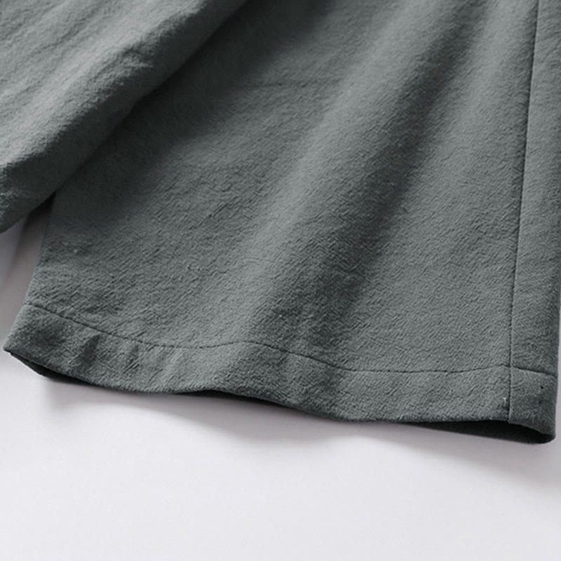 Buddha Stones無地 レースアップ コットンリネン メンズ 七分袖 着物 - image 7