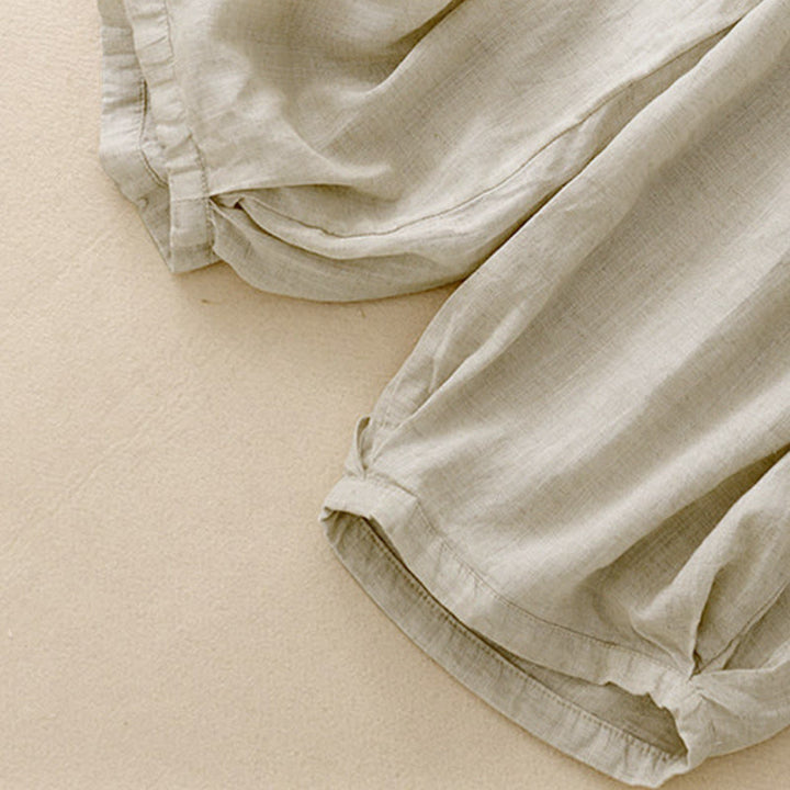 Buddha Stones夏用 伸縮性ウエスト コットン レディース カプリ クロップド丈 ハーレムパンツ ポケット付き - image 7