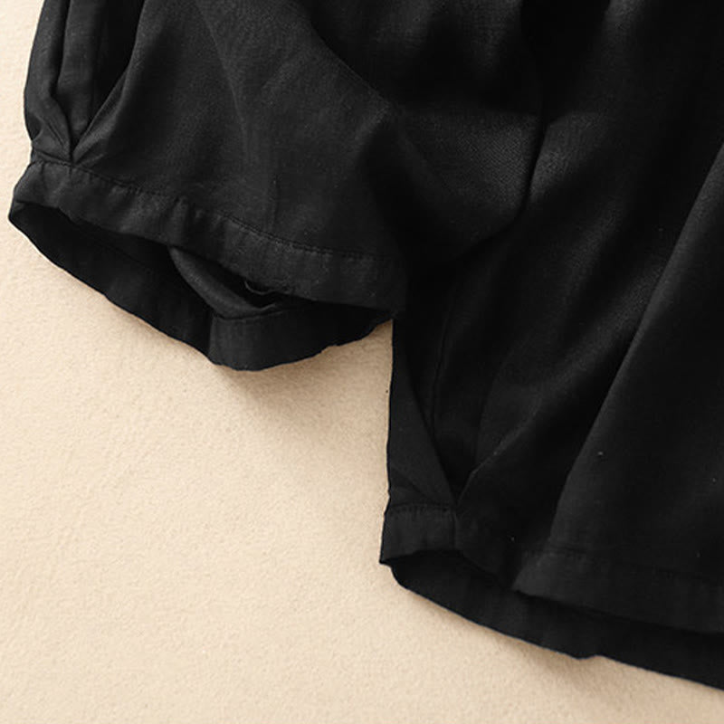 Buddha Stones夏用 伸縮性ウエスト コットン レディース カプリ クロップド丈 ハーレムパンツ ポケット付き - image 15