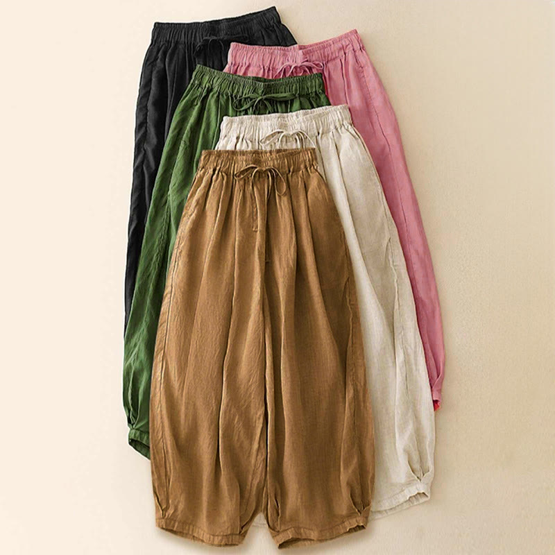 Buddha Stonesサマー エラスティックウエスト レディース カプリ丈 クロップド ハーレムパンツ ポケット付き - image 32