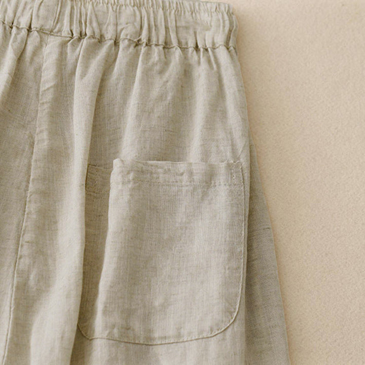 Buddha Stones夏用 伸縮性ウエスト コットン レディース カプリ クロップド丈 ハーレムパンツ ポケット付き - image 5