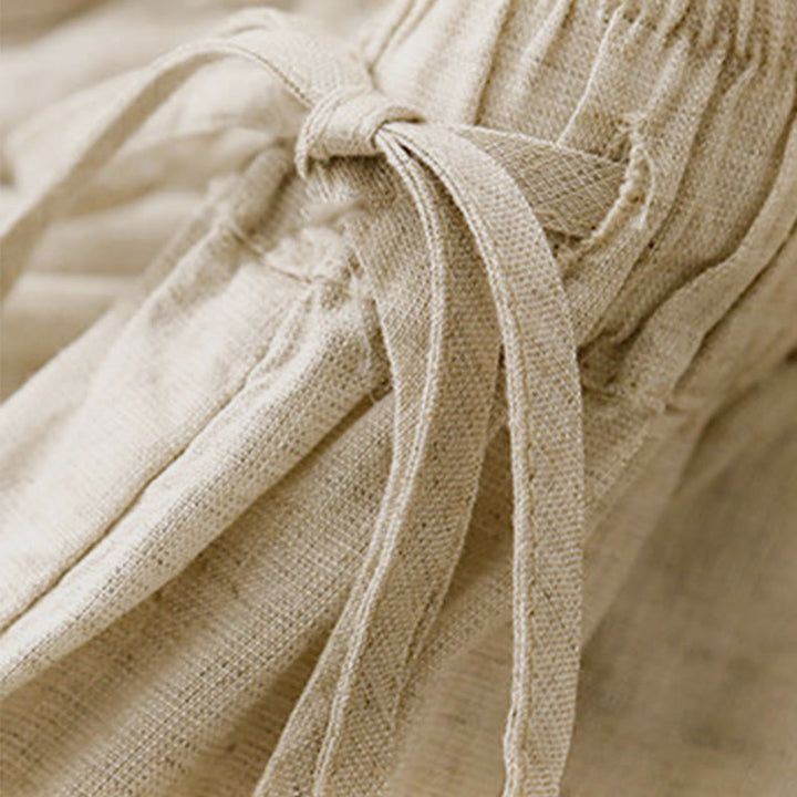 Buddha Stones夏用 伸縮性ウエスト コットン レディース カプリ クロップド丈 ハーレムパンツ ポケット付き - image 2