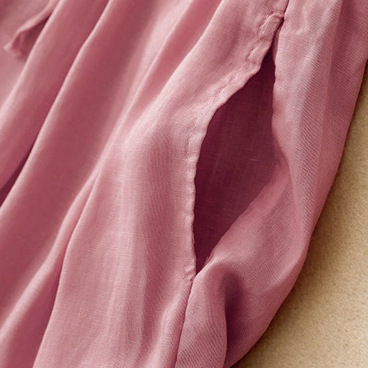 Buddha Stones夏用 伸縮性ウエスト コットン レディース カプリ クロップド丈 ハーレムパンツ ポケット付き - image 21