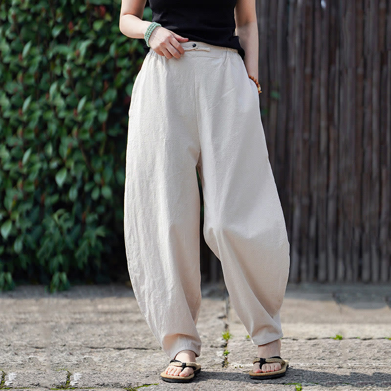 Buddha Stones夏 無地 中国風 カエルボタン ストレートレッグデザイン メンズ コットンリネン パンツ ポケット付き - image 9