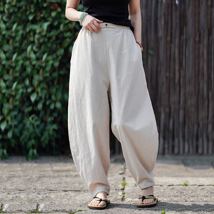 Buddha Stones夏 無地 中国風 カエルボタン ストレートレッグデザイン メンズ コットンリネン パンツ ポケット付き - image 9