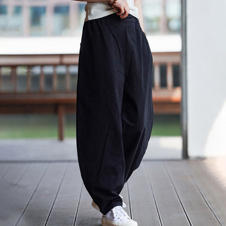 Buddha Stones夏 無地 中国風 カエルボタン ストレートレッグデザイン メンズ コットンリネン パンツ ポケット付き - image 22