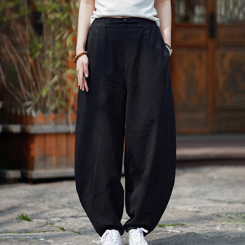 Buddha Stones夏 無地 中国風 カエルボタン ストレートレッグデザイン メンズ コットンリネン パンツ ポケット付き - image 18