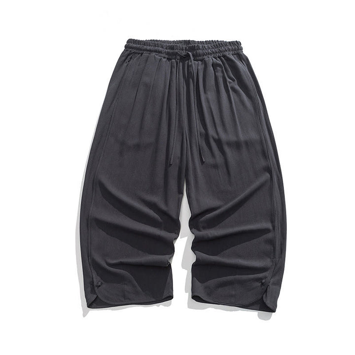 Buddha Stones夏 無地 ドローストリングデザイン リネンコットン メンズ 7-8丈 ポケット付きパンツ - image 36