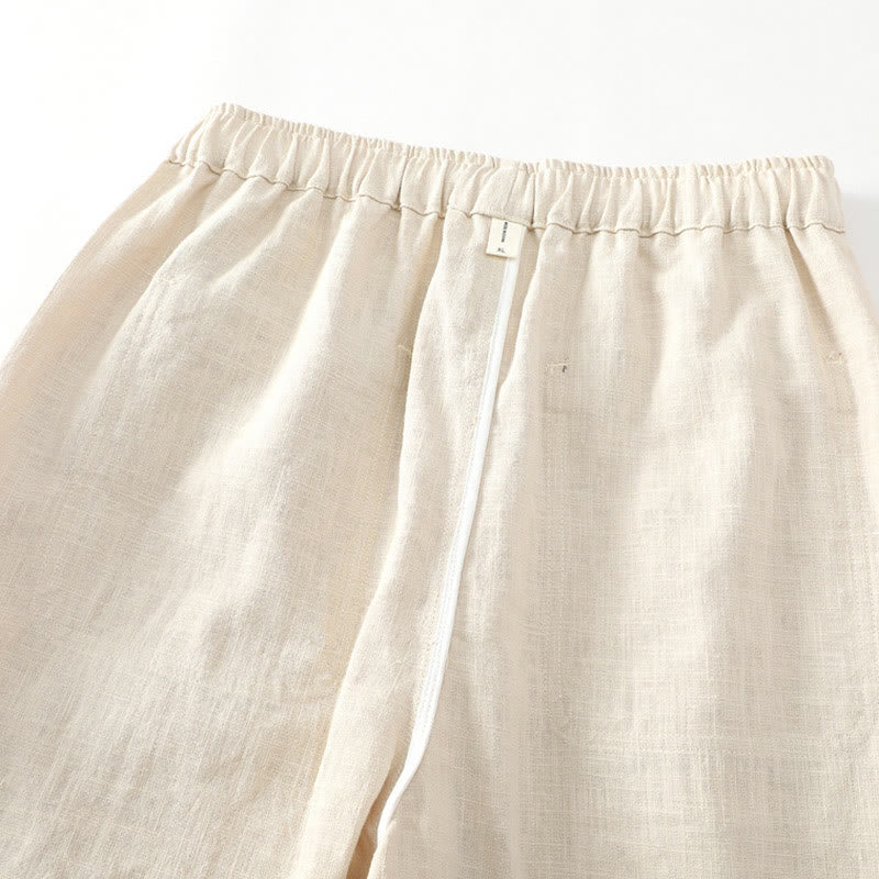 Buddha Stones夏用 ラミー リネン コットン アンクル丈 伸縮性カフス テーパード メンズ パンツ ポケット付き - image 8