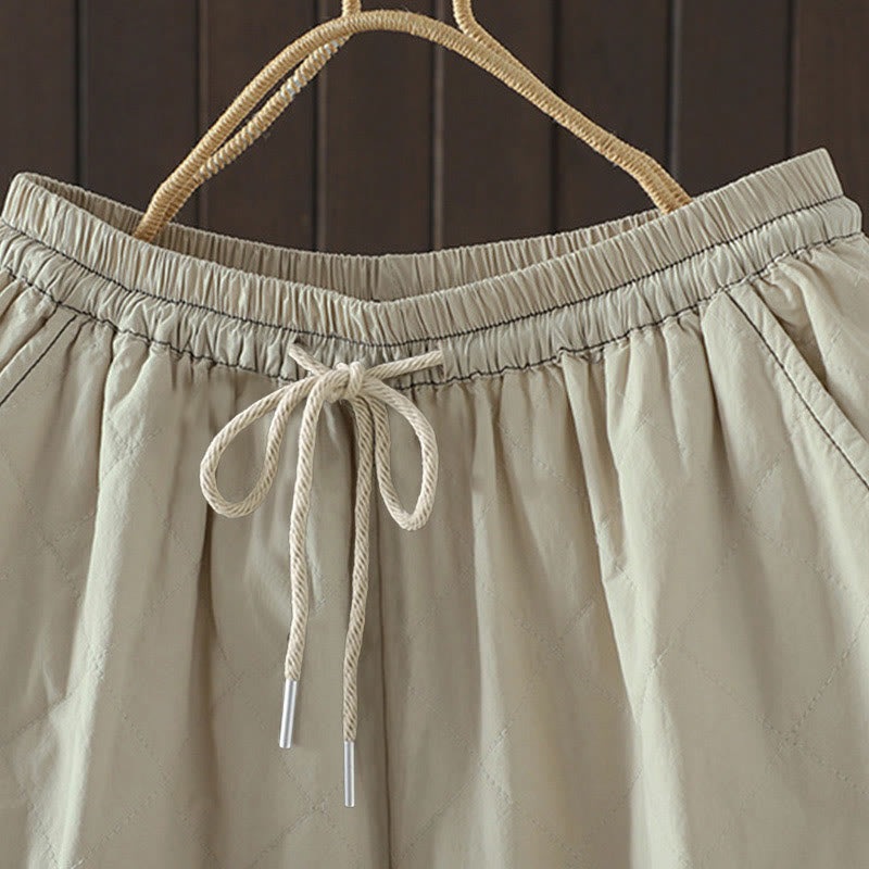 Buddha Stones菱形柄コットンポリエステル厚手レディースパンツ（ポケット付き） - image 4