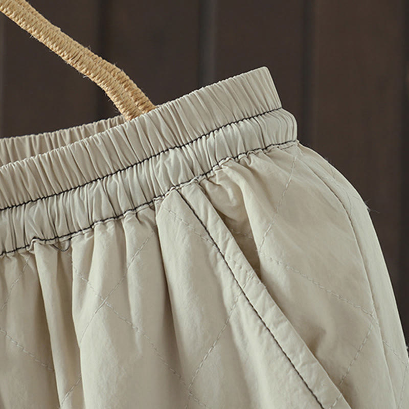 Buddha Stones菱形柄コットンポリエステル厚手レディースパンツ（ポケット付き） - image 6