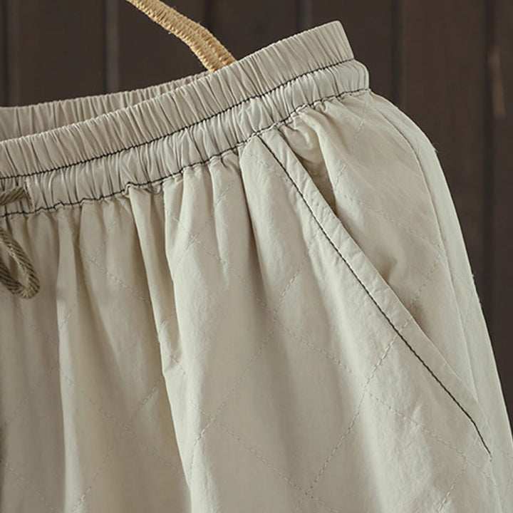 Buddha Stones菱形柄コットンポリエステル厚手レディースパンツ（ポケット付き） - image 5