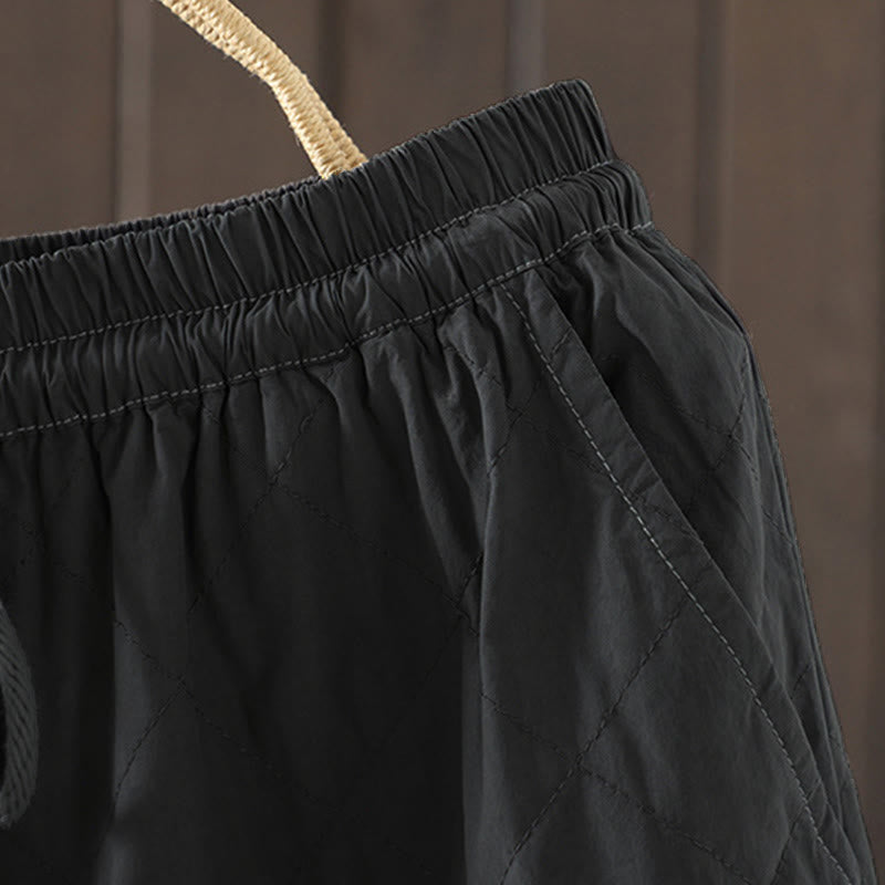 Buddha Stones菱形柄コットンポリエステル厚手レディースパンツ（ポケット付き） - image 14