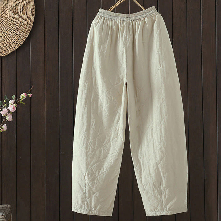 Buddha Stones菱形柄コットンポリエステル厚手レディースパンツ（ポケット付き） - image 2