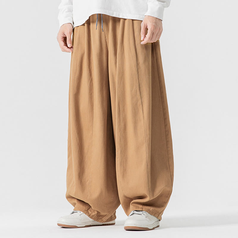 Buddha Stones秋冬 無地 コットン 伸縮性ウエスト メンズ ハーレムパンツ ポケット付き - image 13