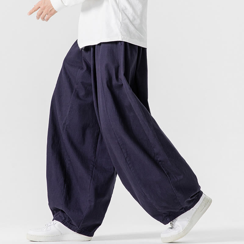 Buddha Stones秋冬 無地 コットン 伸縮性ウエスト メンズ ハーレムパンツ ポケット付き - image 36