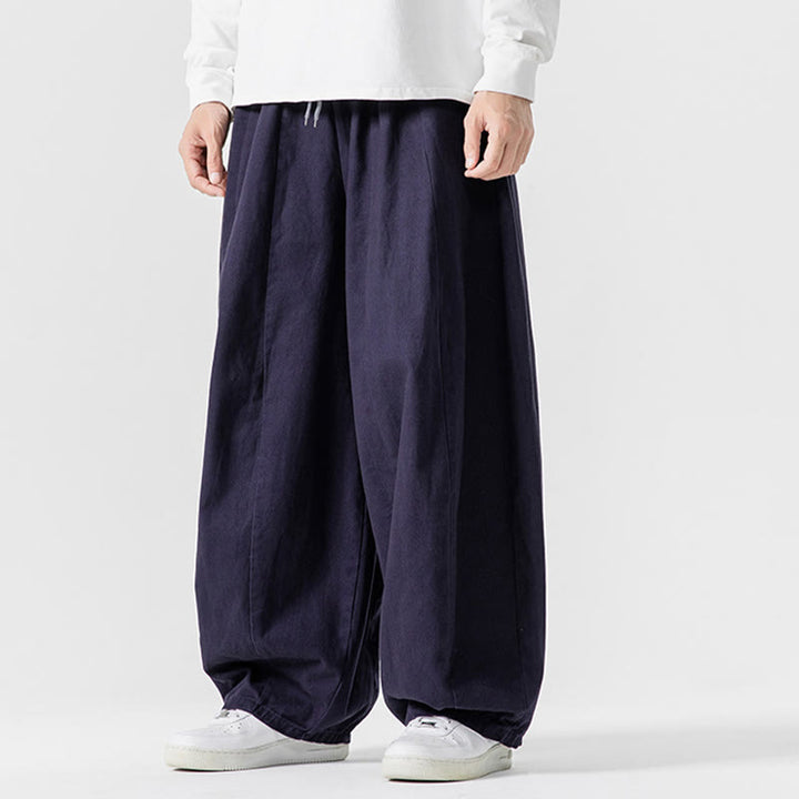 Buddha Stones秋冬 無地 コットン 伸縮性ウエスト メンズ ハーレムパンツ ポケット付き - image 37