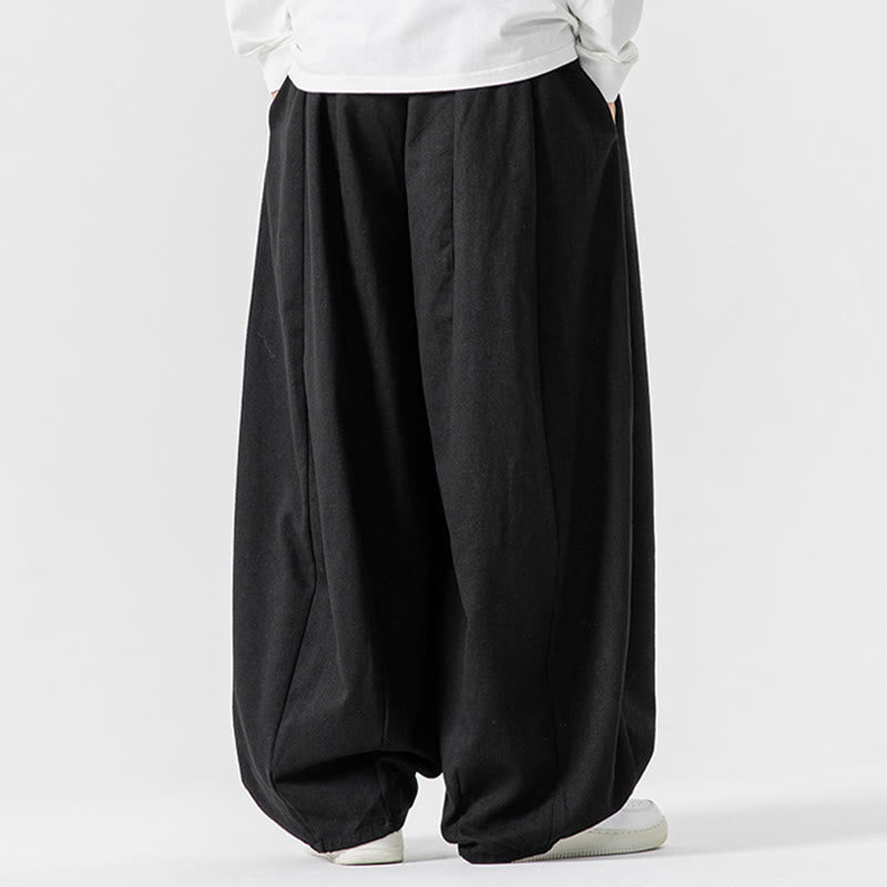 Buddha Stones秋冬 無地 コットン 伸縮性ウエスト メンズ ハーレムパンツ ポケット付き - image 42