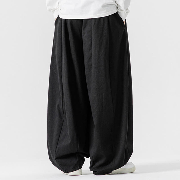 Buddha Stones秋冬 無地 コットン 伸縮性ウエスト メンズ ハーレムパンツ ポケット付き - image 42