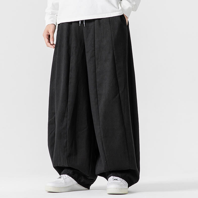 Buddha Stones秋冬 無地 コットン 伸縮性ウエスト メンズ ハーレムパンツ ポケット付き - image 43