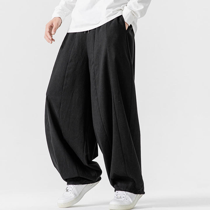 Buddha Stones秋冬 無地 コットン 伸縮性ウエスト メンズ ハーレムパンツ ポケット付き - image 46