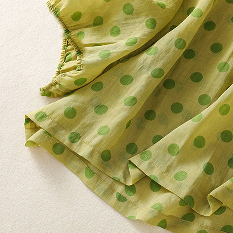 Buddha Stones秋 ラウンドネック 水玉 長袖 レディース ポリエステル シャツ  - image 13