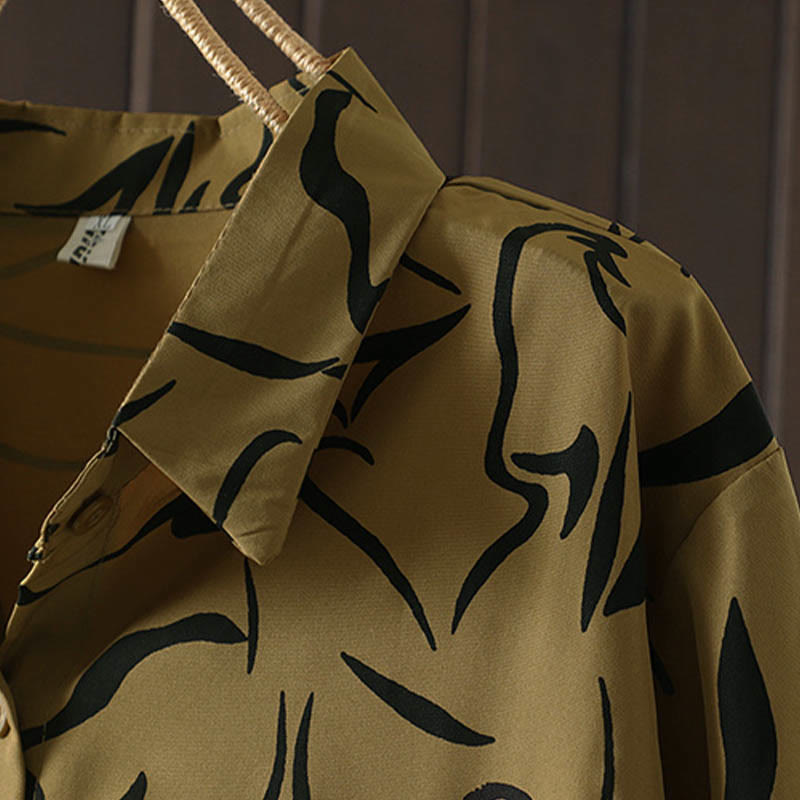 Buddha Stones春秋 スタンドカラー ライン柄 長袖 レディース コットン ポリエステル シャツ  - image 4