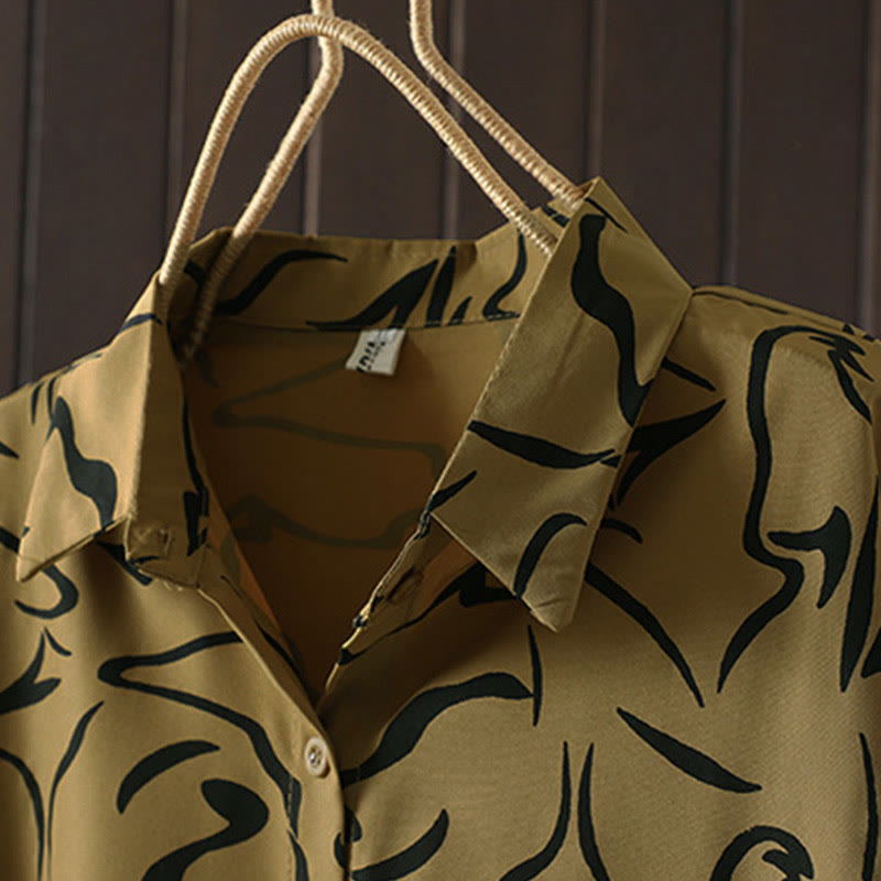 Buddha Stones春秋 スタンドカラー ライン柄 長袖 レディース コットン ポリエステル シャツ  - image 5