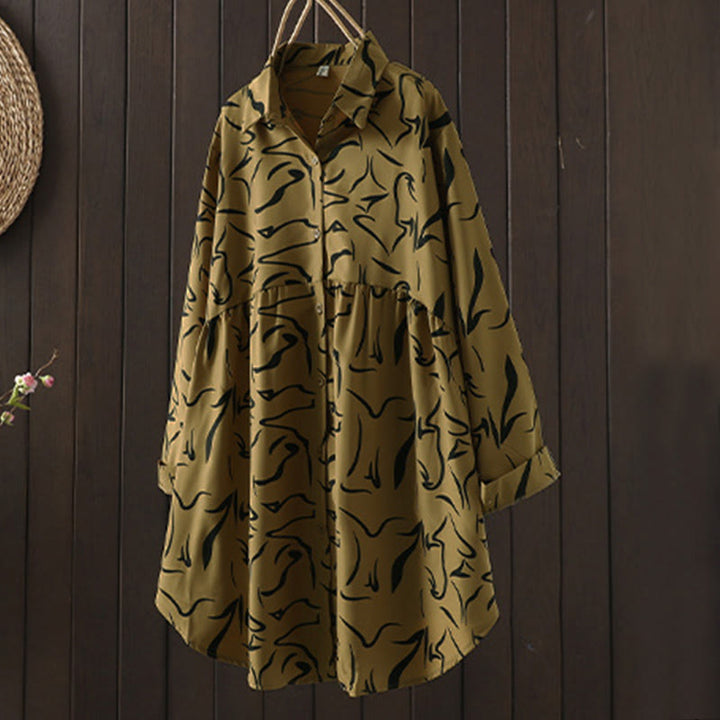 Buddha Stones春秋 スタンドカラー ライン柄 長袖 レディース コットン ポリエステル シャツ  - image 2