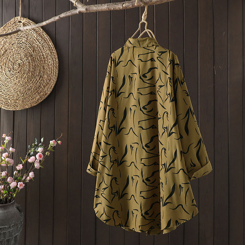 Buddha Stones春秋 スタンドカラー ラインパターン 長袖 レディースシャツ  - image 3