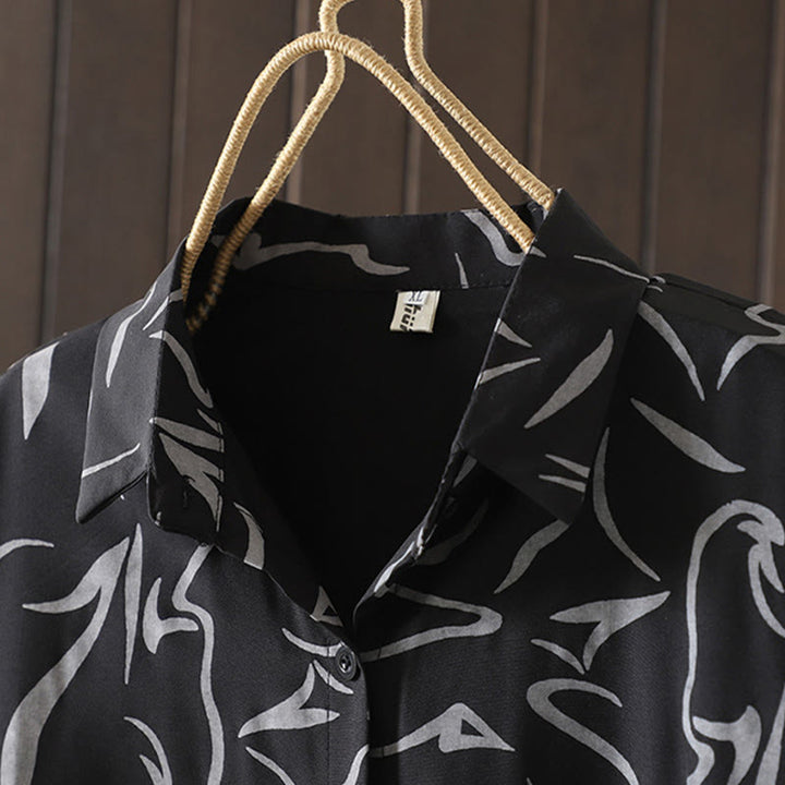 Buddha Stones春秋 スタンドカラー ライン柄 長袖 レディース コットン ポリエステル シャツ  - image 17