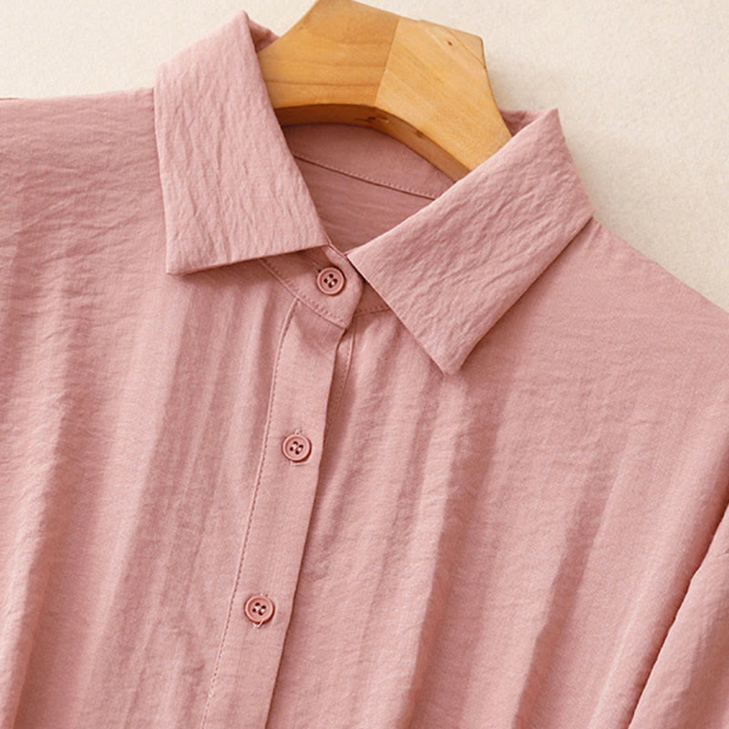 Buddha Stones春秋 スタンドカラー 無地 長袖 レディース コットン ポリエステル シャツ  - image 19