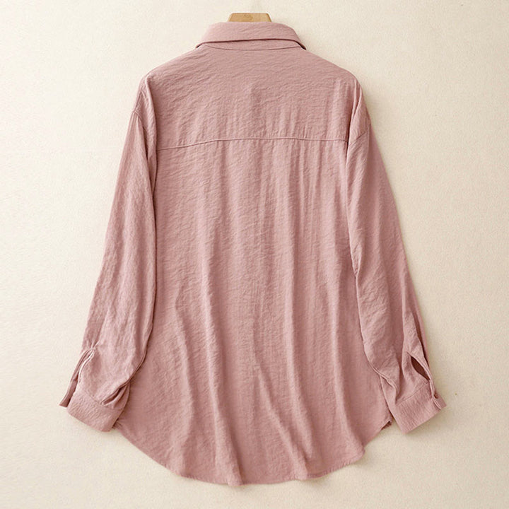 Buddha Stones春秋 スタンドカラー 無地 長袖 レディース コットン ポリエステル シャツ  - image 15