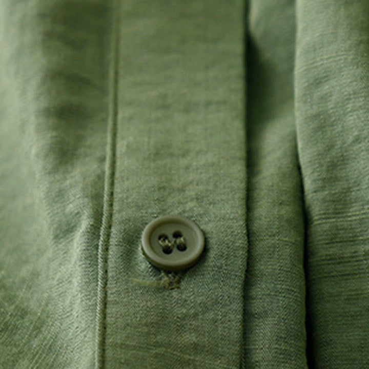 Buddha Stones春秋 スタンドカラー 無地 長袖 レディース コットン ポリエステル シャツ  - image 8