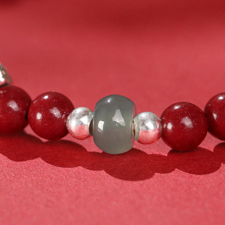 Buddha Stones午年 辰砂 翡翠赤紐良縁祈願ブレスレット - image 9