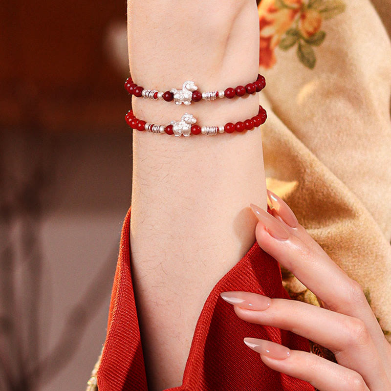 Buddha Stones馬年 レッドアゲート 999スターリングシルバー 辰砂 カームブレスレット - image 15