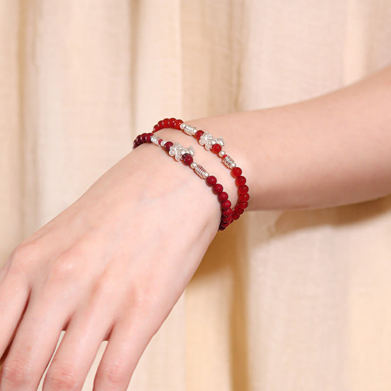 Buddha Stones馬年 レッドアゲート 999スターリングシルバー 辰砂 カームブレスレット - image 16