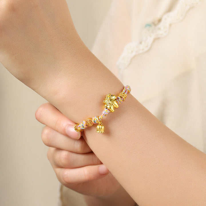 Buddha Stones午年 銅製 富 チベット 編み込み ロープ ブレスレット - image 4