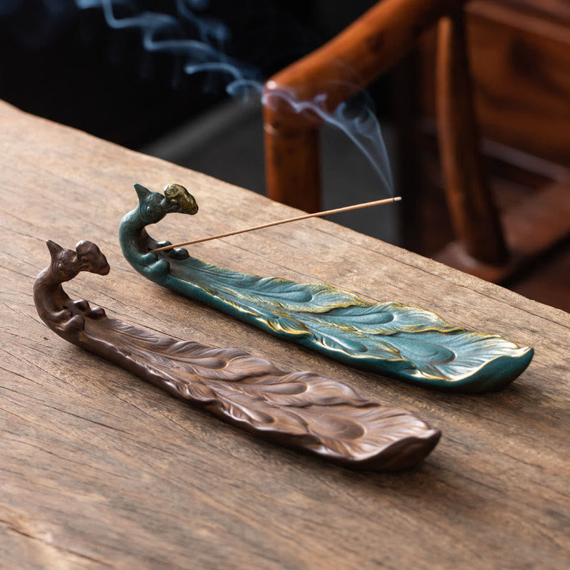 Buddha Stones孔雀型幸運繁栄家の装飾 香炉 - image 0