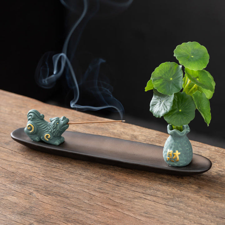 Buddha StonesPiXiu富をもたらす 家の装飾 香炉 - 青PiXiu（25.7×7.5×5.8cm） - image 10