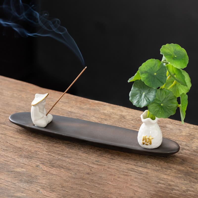 Buddha StonesPiXiu富をもたらす 家の装飾 香炉 - 白い漁師（25.7×7.5×5.8 cm） - image 6