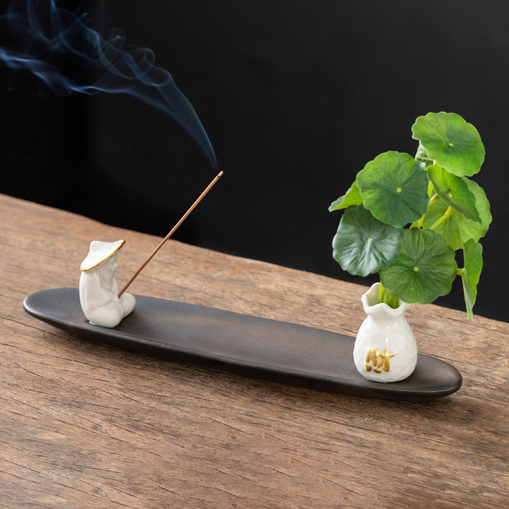 Buddha StonesPiXiu富をもたらす 家の装飾 香炉 - 白い漁師（25.7×7.5×5.8 cm） - image 6