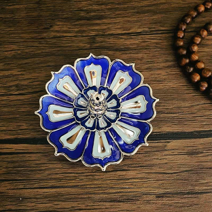 Buddha Stones蓮 家の装飾 香炉 - 青い蓮（8.8×3.2cm） - image 1