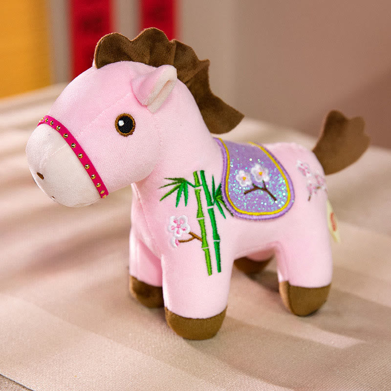 Buddha Stones午年 梅 竹模様 ぬいぐるみ 富と豊かさ装飾 - ピンク - 10×8×20cm - image 8