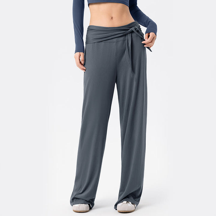 Buddha Stonesカジュアル レースアップ 通気性 スポーツ レディース ワイドレッグパンツ - image 3