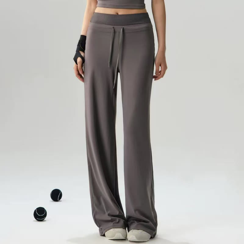 Buddha Stonesカジュアル ドローストリング ヨガ スポーツ ジム 伸縮性ウエスト レディース ワイドレッグパンツ - image 1