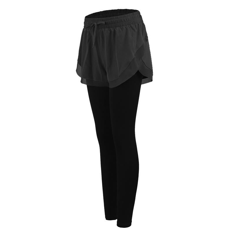 Buddha Stones 2 in 1 スポーツタイツ アウトドア フィットネス レディース レギンス ヨガパンツ - 黒 - US12、 UK/AU16、 EU44 (XL) - image 11