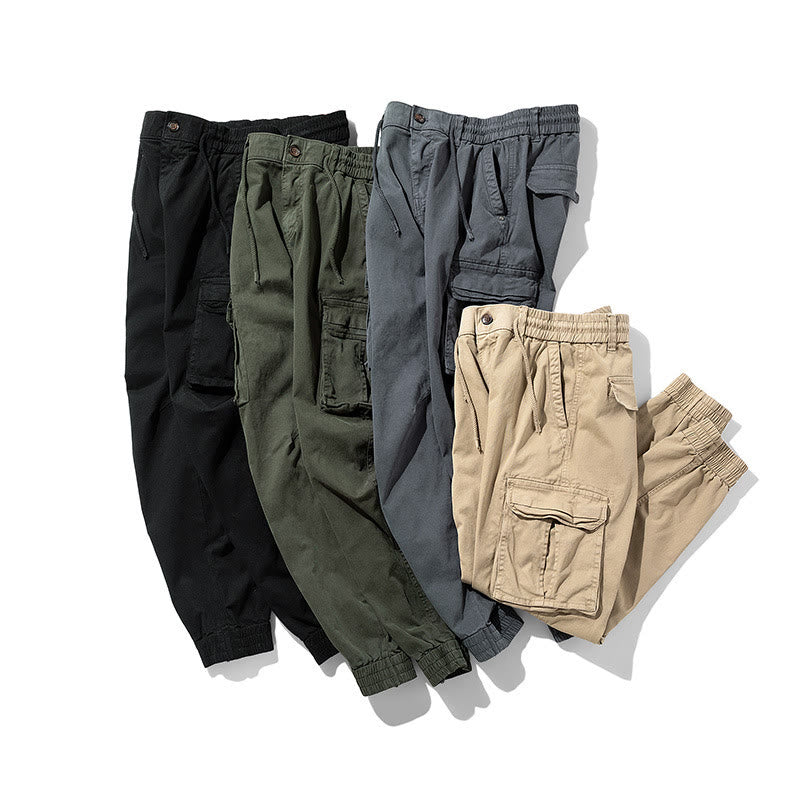 Buddha Stones夏用コットン 伸縮性のある袖口 テーパード メンズパンツ ポケット付き - image 12