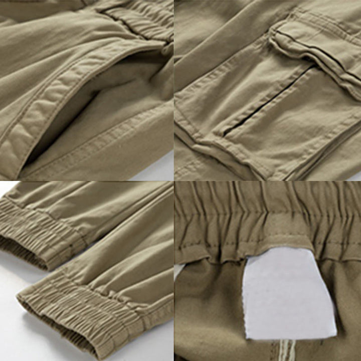 Buddha Stones夏用コットン 伸縮性のある袖口 テーパード メンズパンツ ポケット付き - image 5