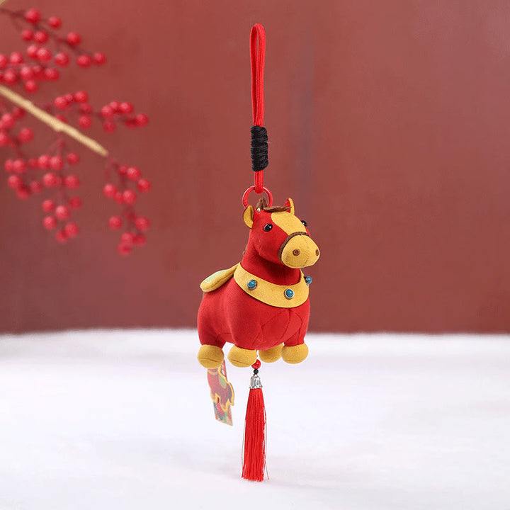馬年用Buddha Stonesマルチカラー かわいい馬のタッセル豊かさロープ 吊り下げ装飾 - image 1